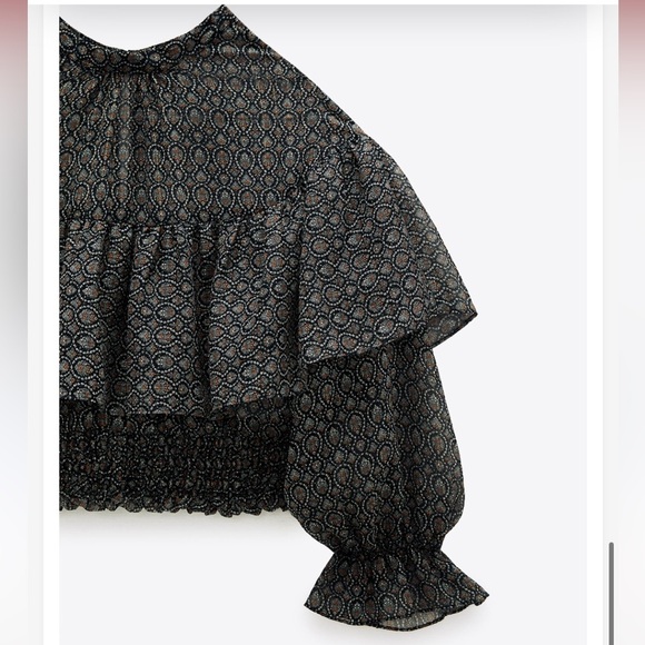 Zara Metallic Thread Printed Crop Blouse - Picture 12 of 12